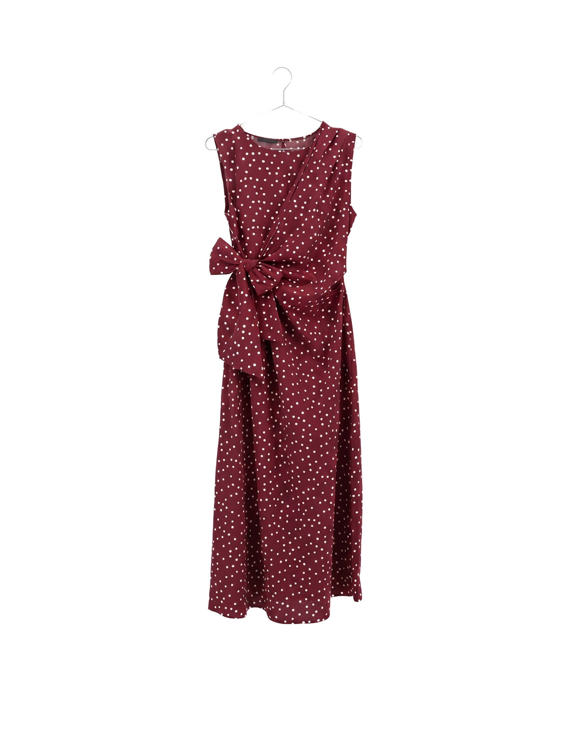 Robe Cassis bordeaux à pois fond blanc