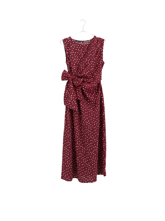Robe Cassis bordeaux à pois fond blanc