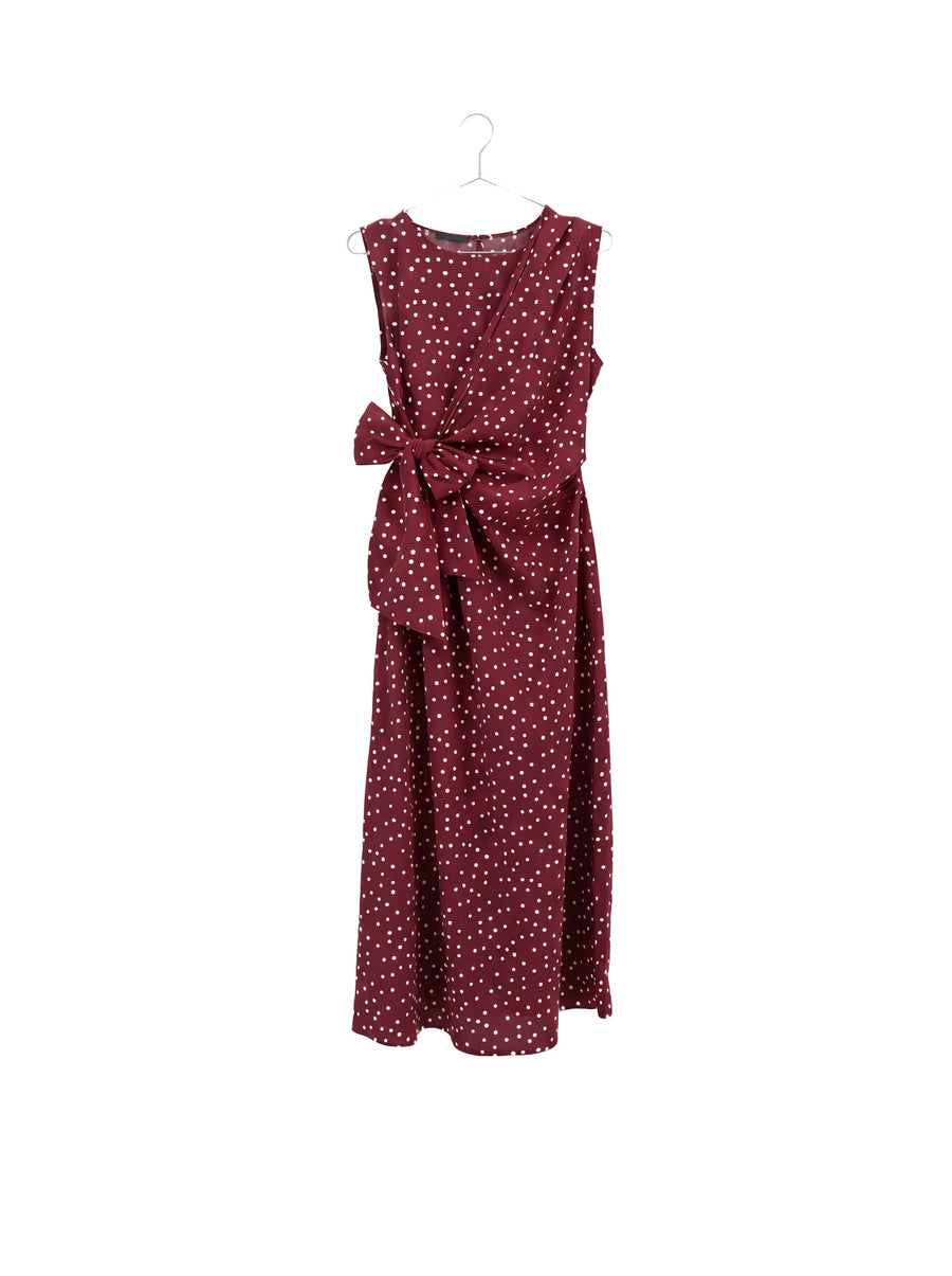 Robe Cassis bordeaux à pois fond blanc